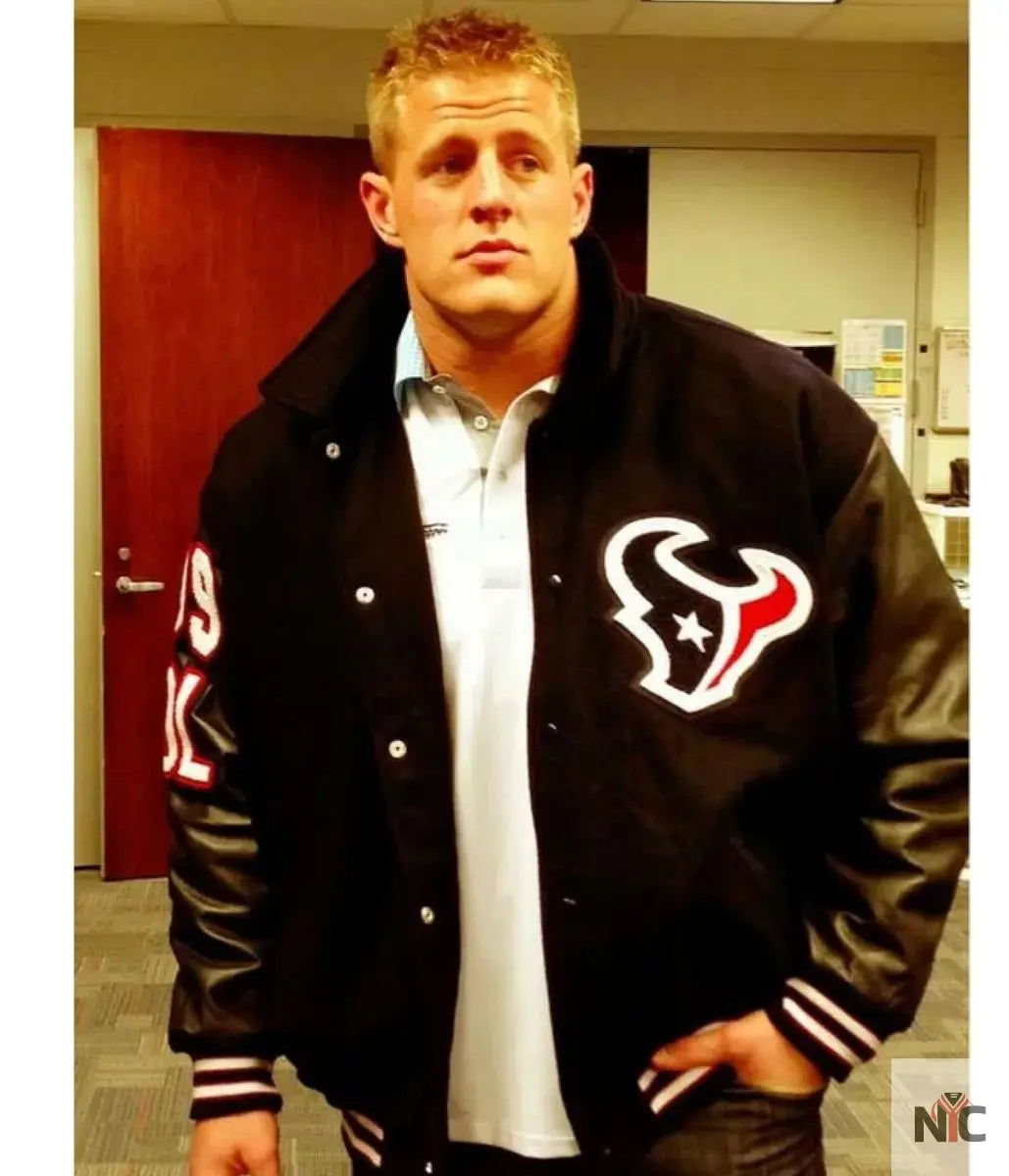 JJ Watt Houston Texas Varsity Black Jacket NYC Jackets