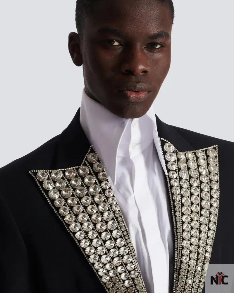 Jacket With Crystal-Embellished Collar NYC Jackets