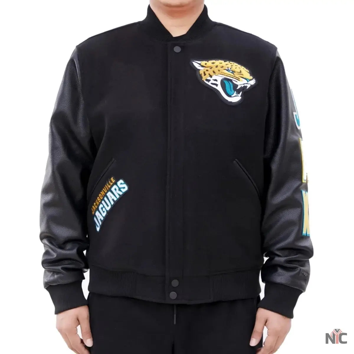 Jacksonville Jaguars Classic Rib Wool and Leather Jacket NYC Jackets