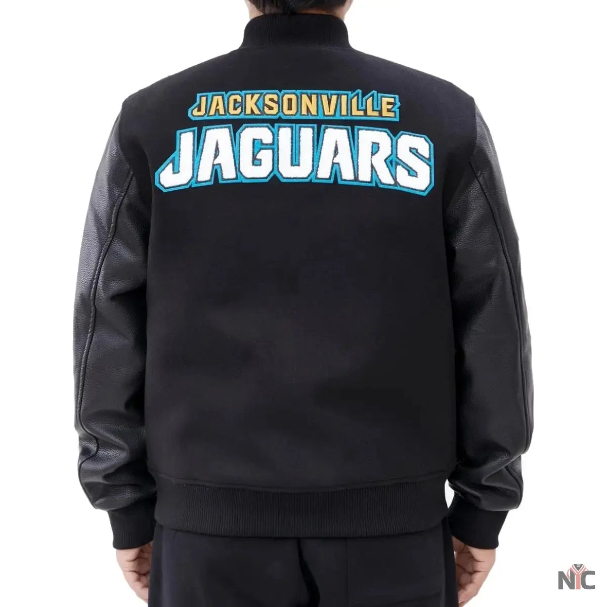 Jacksonville Jaguars Classic Rib Wool and Leather Jacket NYC Jackets