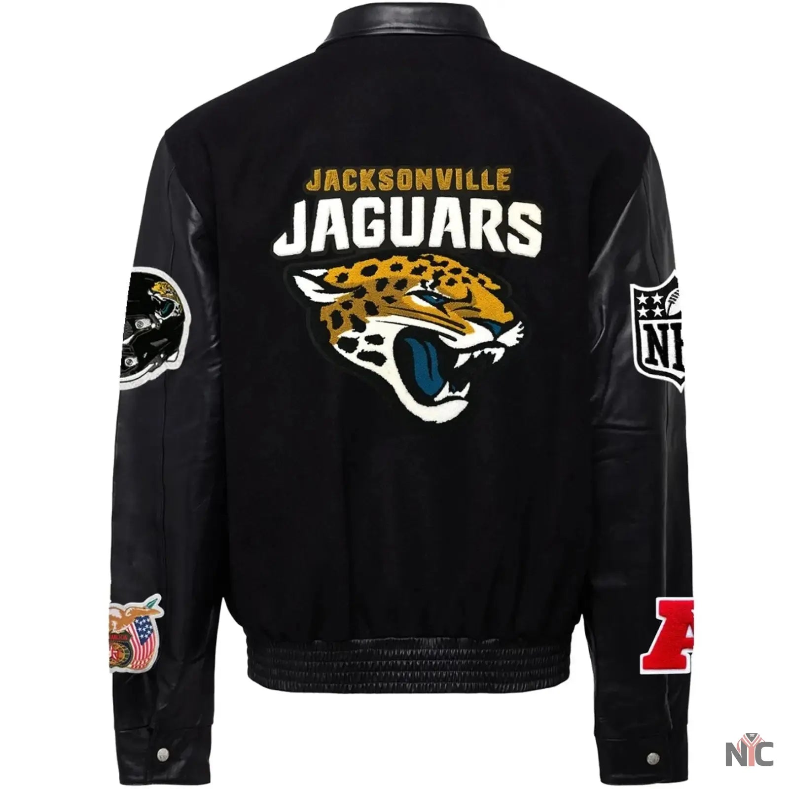 Jacksonville Jaguars Jeff Hamilton Wool and Leather Jacket NYC Jackets