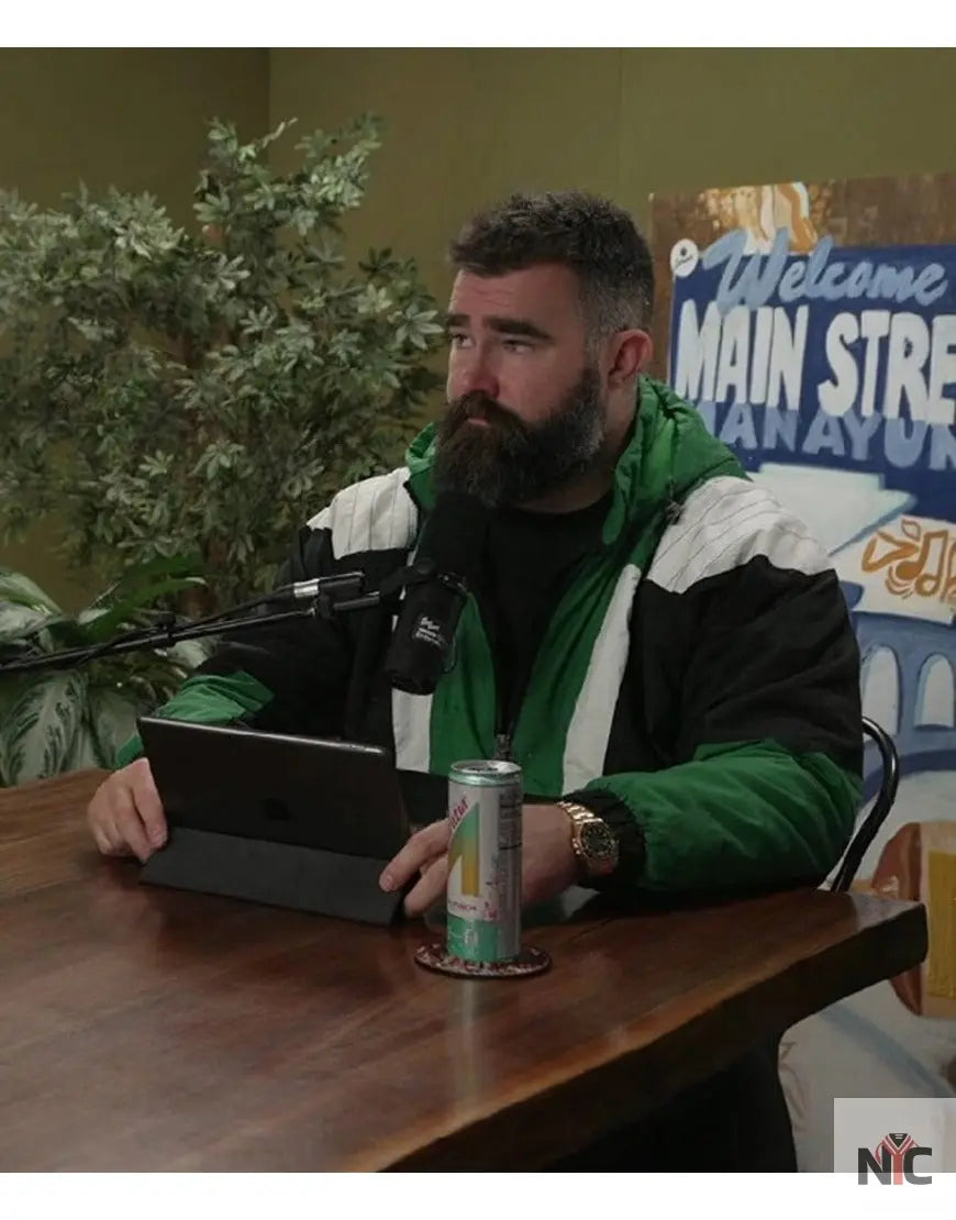 Jason Kelce New Heights Podcast Eagles Starter Jacket NYC Jackets