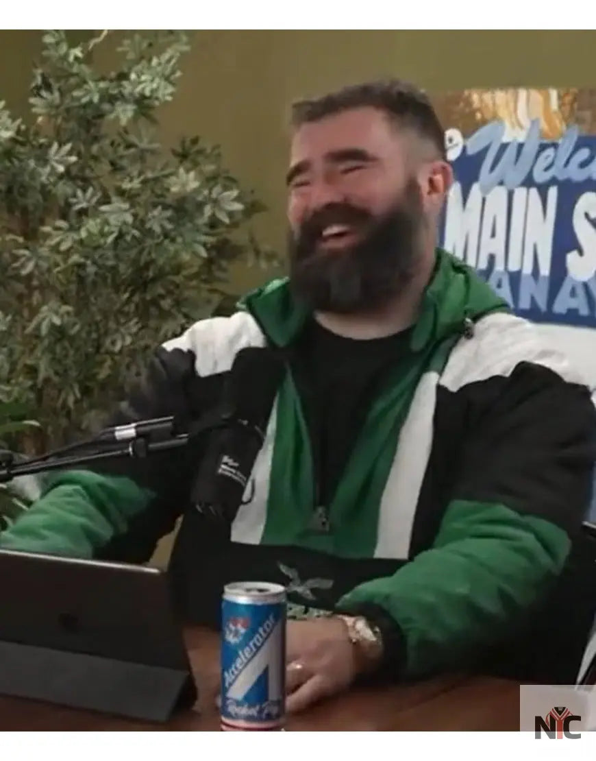 Jason Kelce New Heights Podcast Eagles Starter Jacket NYC Jackets