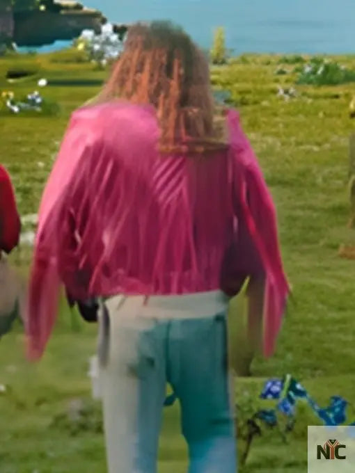 Jason Momoa A Minecraft Pink Fringed Jacket NYC Jackets