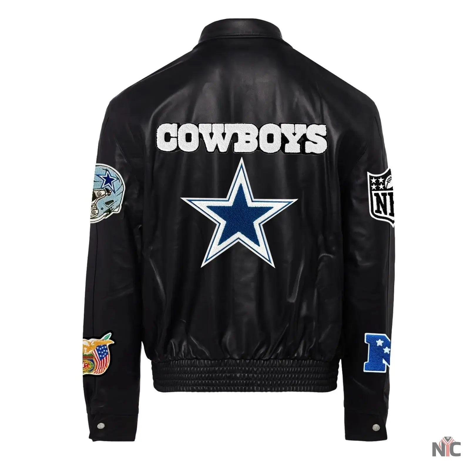 Jeff Hamilton Dallas Cowboys Full Black Leather Jacket NYC Jackets