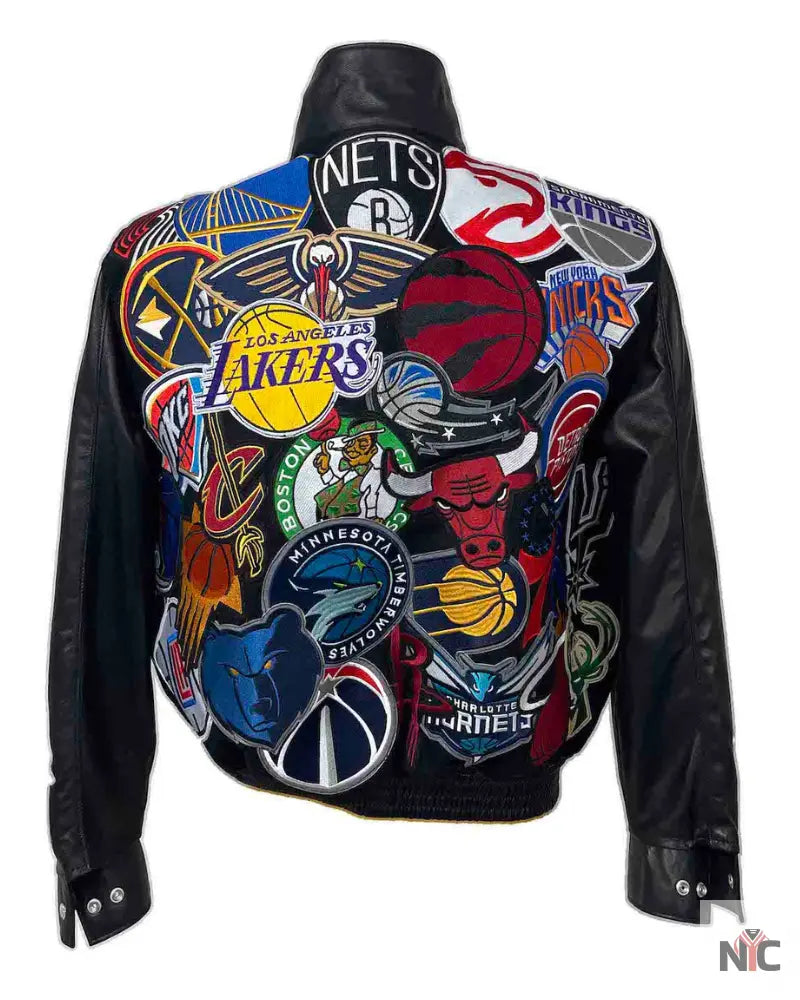 Jeff Hamilton NBA Megapatch Wool Black Leather Jacket NYC Jackets