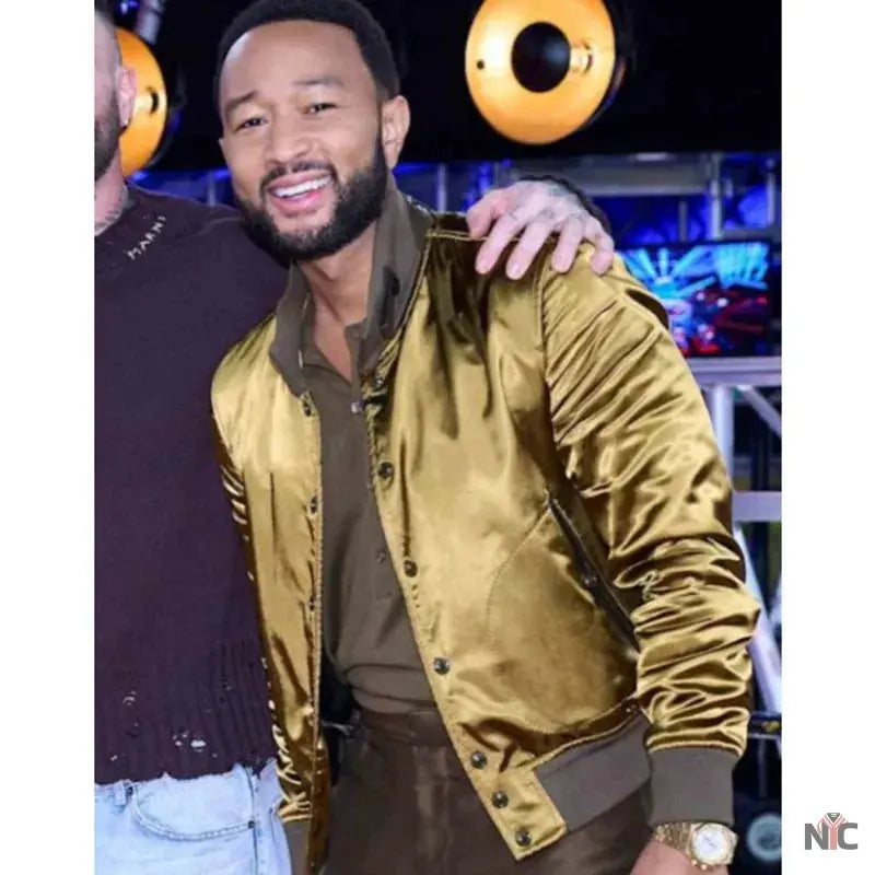 John Legend The Voice Olive Silk Bomber Jacket - NYC Jackets