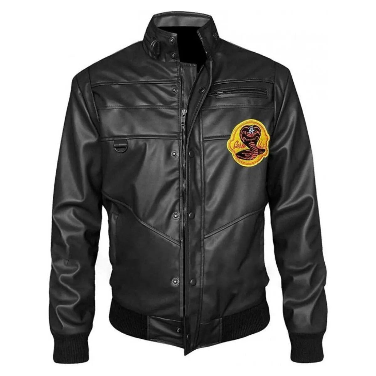 Johnny Lawrence Cobra Kai Black Leather Bomber Jacket NYC Jackets