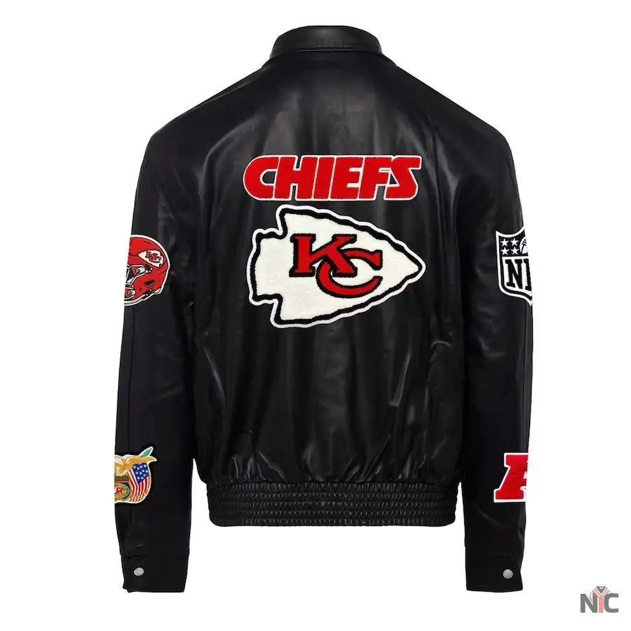 Kansas City Chiefs Jeff Hamilton Black Leather Jacket NYC Jackets
