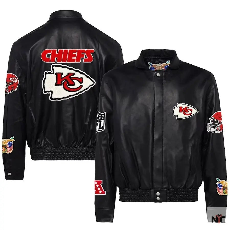 Kansas City Chiefs Jeff Hamilton Black Leather Jacket NYC Jackets