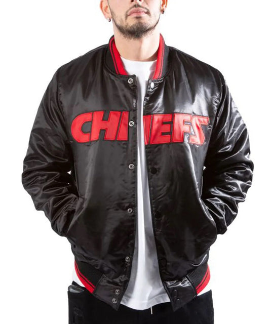 Kansas City Chiefs Black Satin Jacket - NYC Jackets