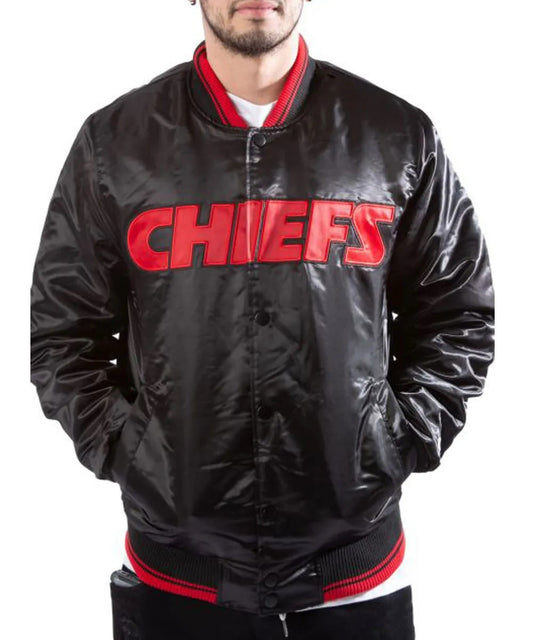 Kansas City Chiefs Black Satin Jacket - NYC Jackets