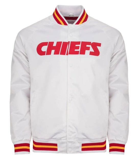 Kansas City Chiefs Heavyweight White Satin Jacket - NYC Jackets