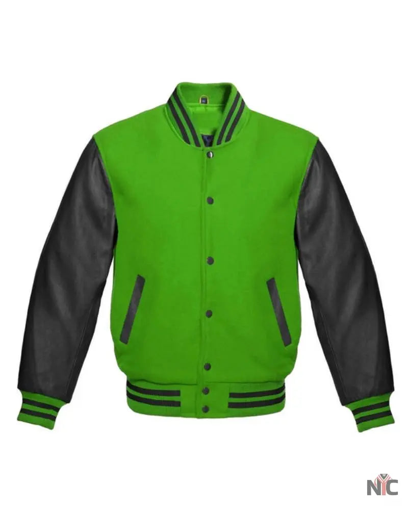 Kelly Green And Black Varsity Jacket NYC Jackets