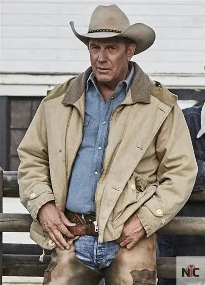 Kevin Costner Yellowstone John Dutton Beige Cotton Jacket NYC Jackets