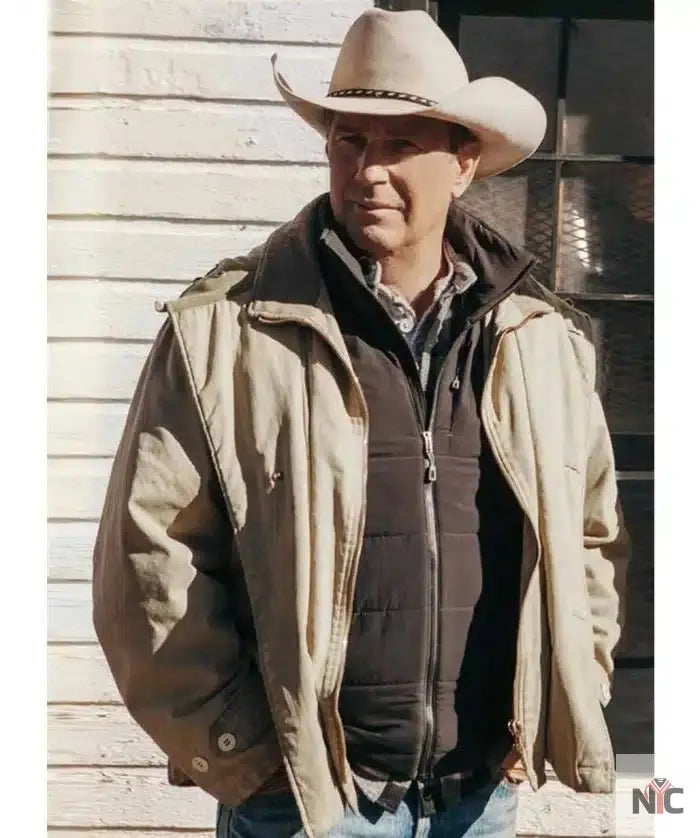 Kevin Costner Yellowstone John Dutton Beige Cotton Jacket NYC Jackets