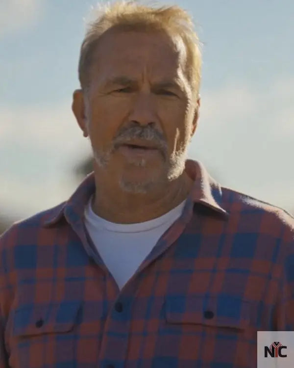 Kevin Costner’s the West Rose Blue Plaid Shirt NYC Jackets