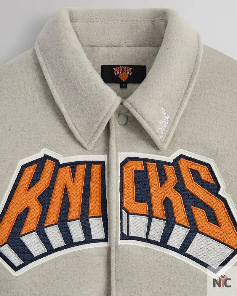 Kith For The New York Knicks Empire Grey Wool Coaches Jacket NYC Jackets