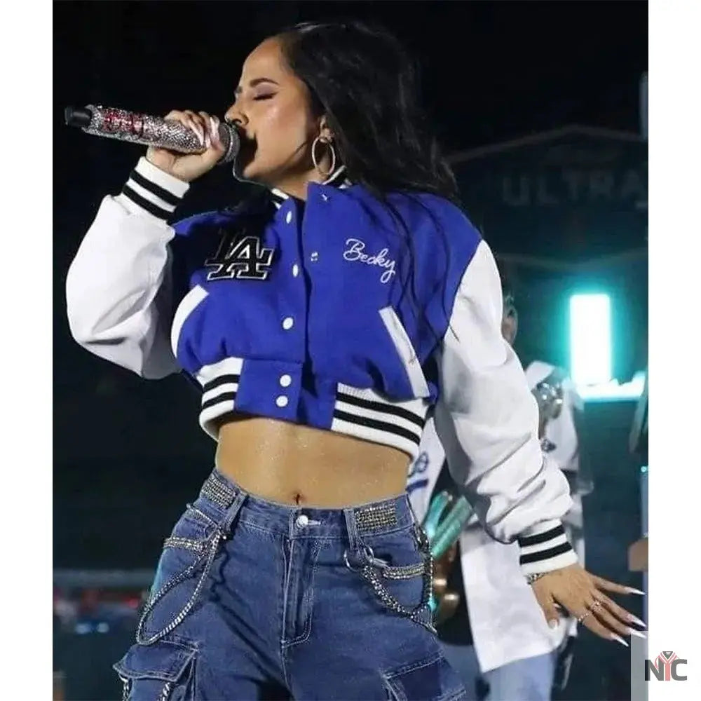 LA Cropped Becky G Letterman Varsity Jacket NYC Jackets