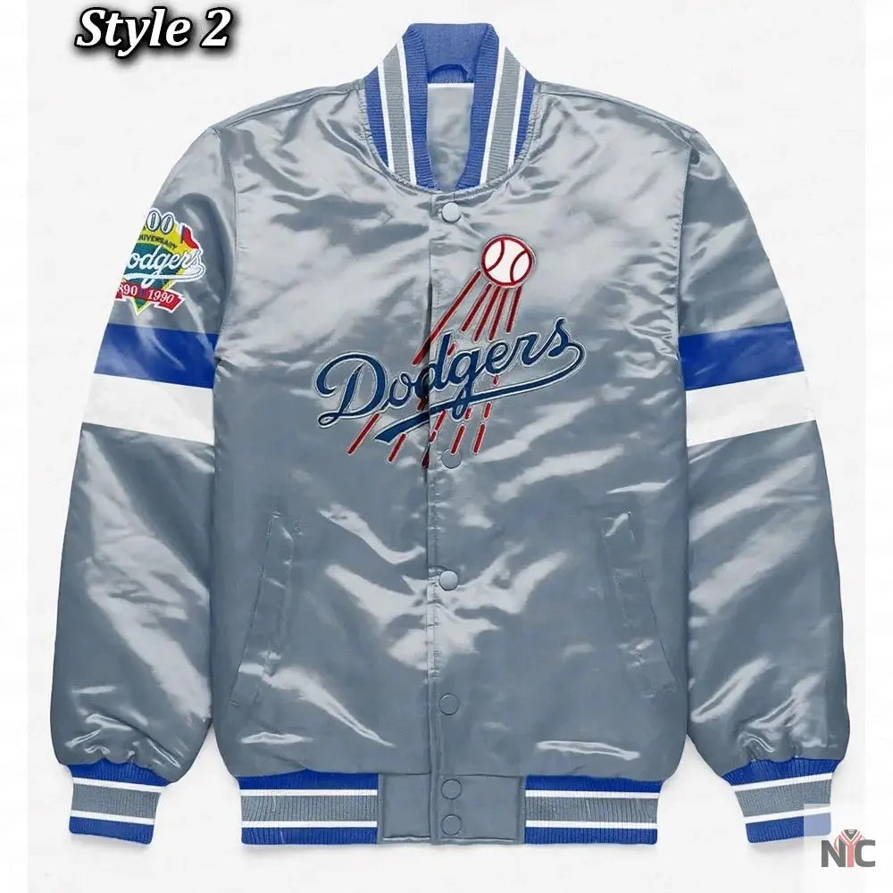LA Dodgers Home Game Varsity Satin Jacket NYC Jackets