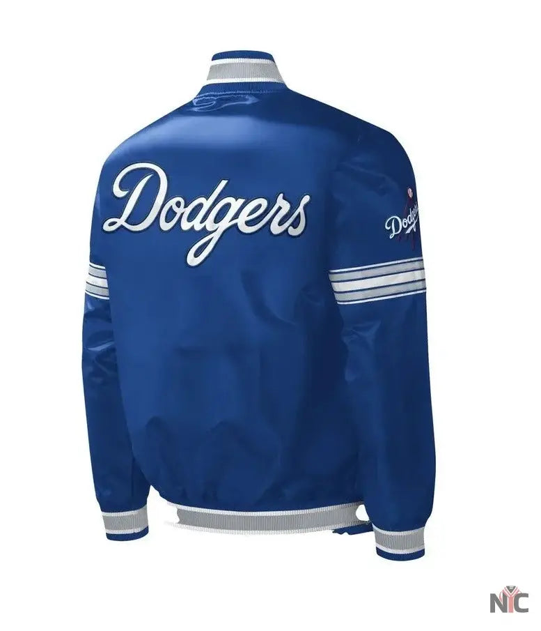 LA Dodgers Midfield Royal Blue Satin Varsity Jacket NYC Jackets