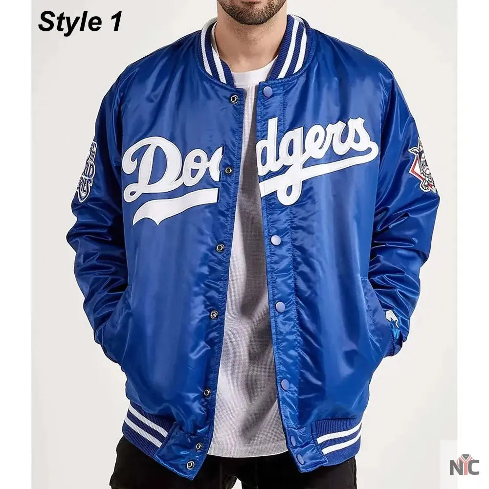 LA Dodgers National Royal Satin Jacket NYC Jackets
