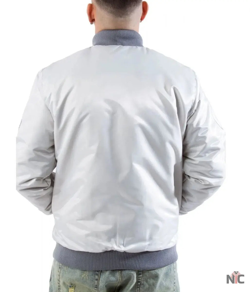 LA Dodgers Silver Satin Jacket NYC Jackets