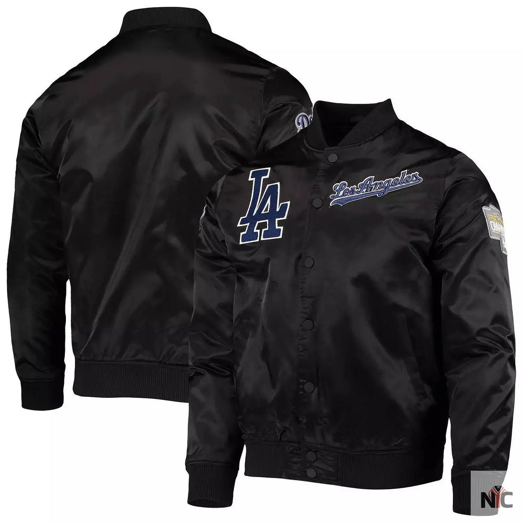 LA Dodgers Wordmark Black Varsity Jacket NYC Jackets