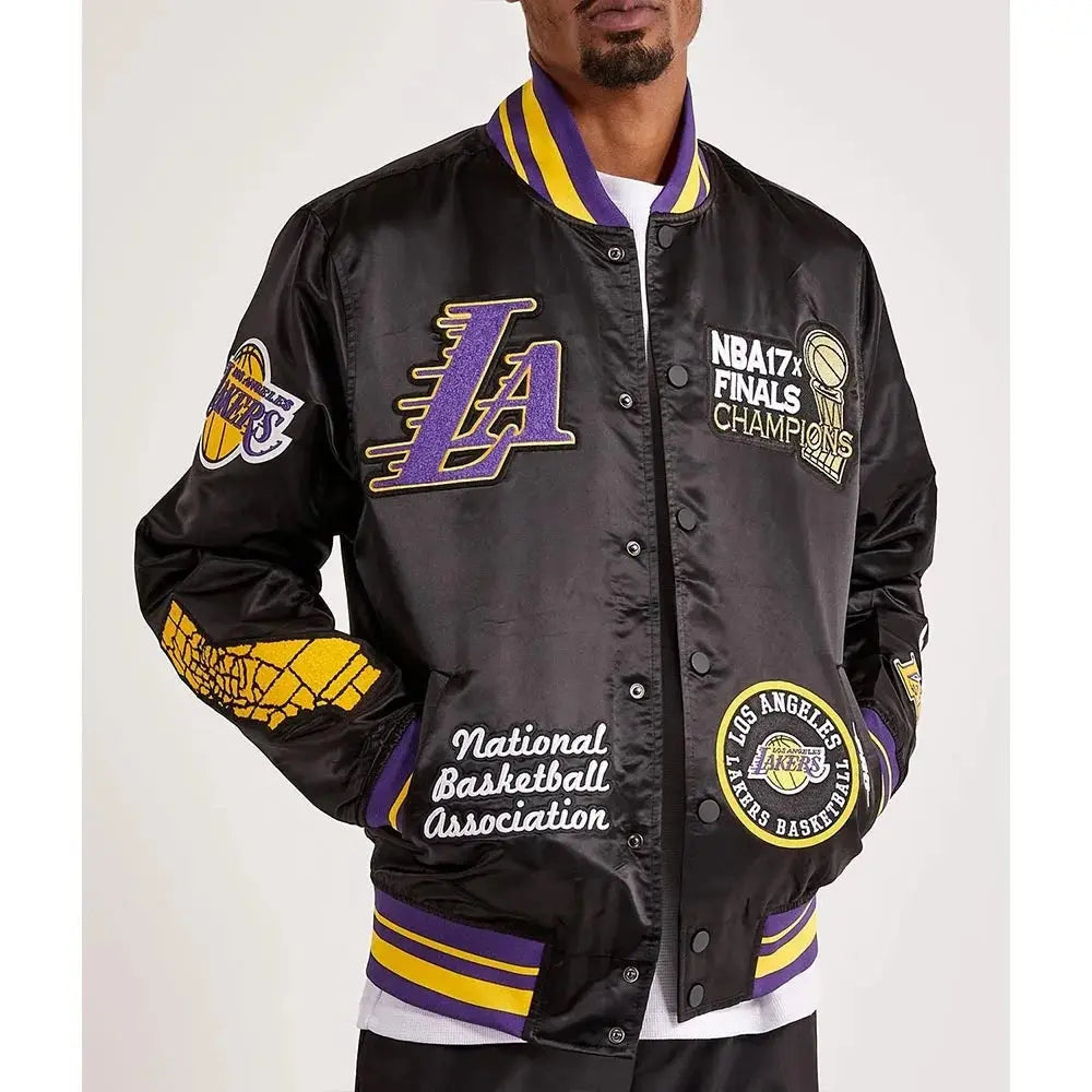 LA Lakers 17X Champions Varsity Satin Jacket NYC Jackets