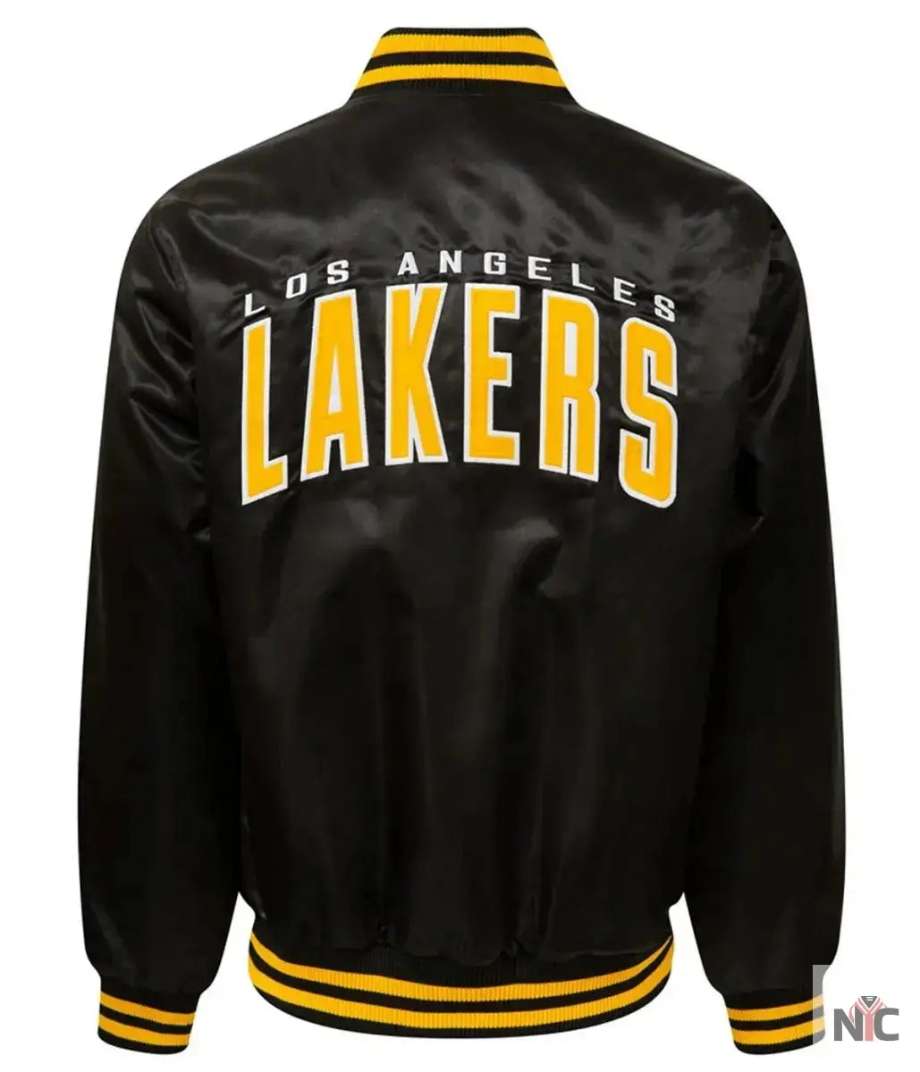 LA Lakers Black Bomber Wordmark Jacket NYC Jackets