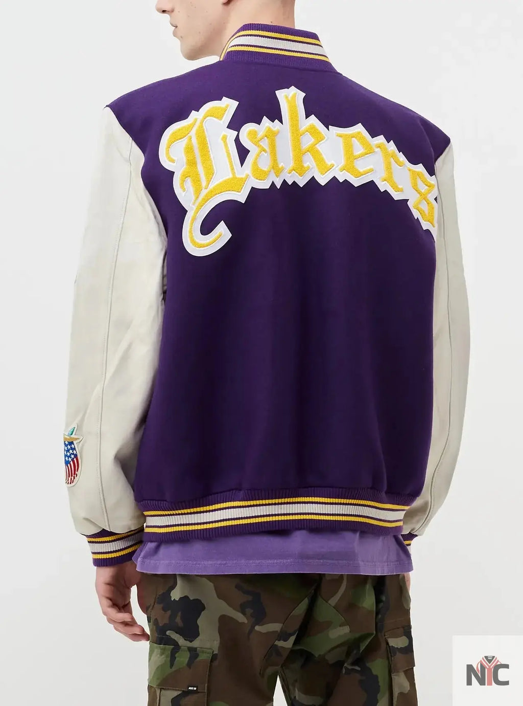 LA Lakers Purple and White Wool Letterman Jacket NYC Jackets