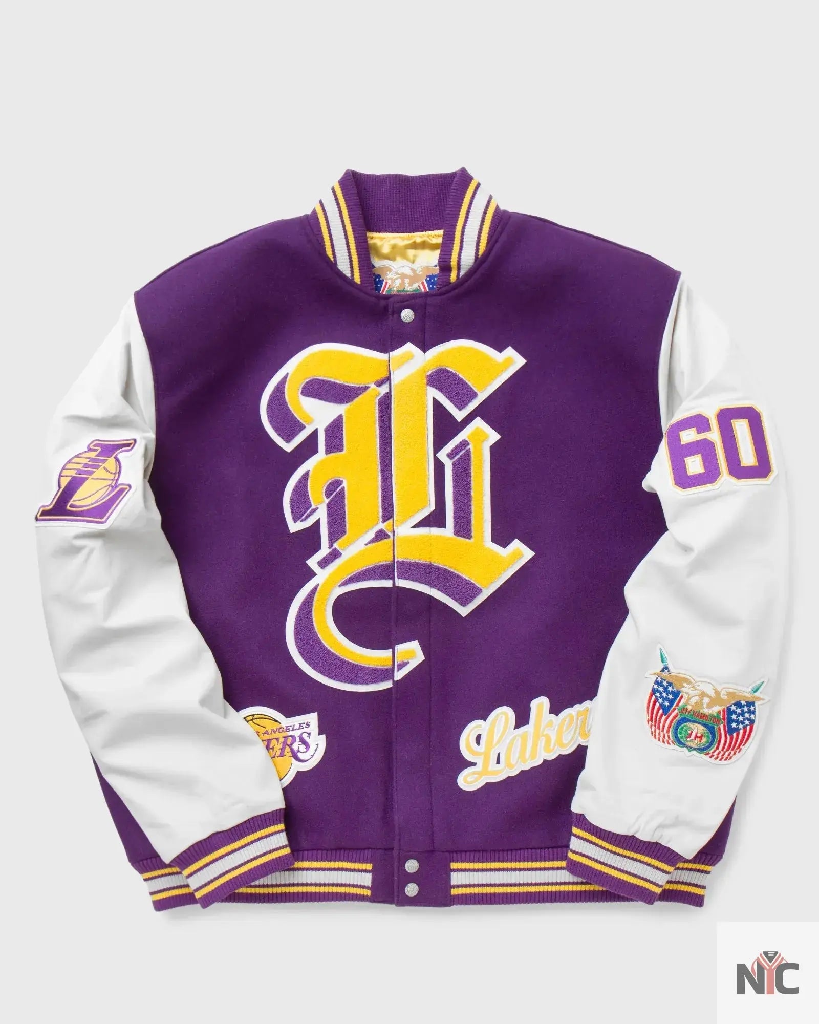 LA Lakers Purple and White Wool Letterman Jacket NYC Jackets