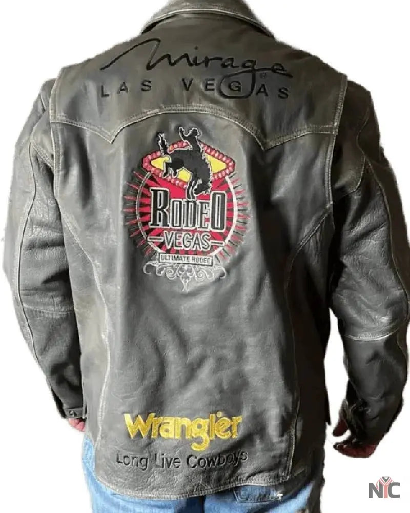 Las Vegas Rodeo Grey Mirage Wrangler Leather Jacket NYC Jackets