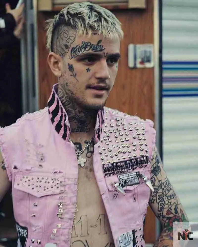 Lil Peep Pink Studded Vest NYC Jackets