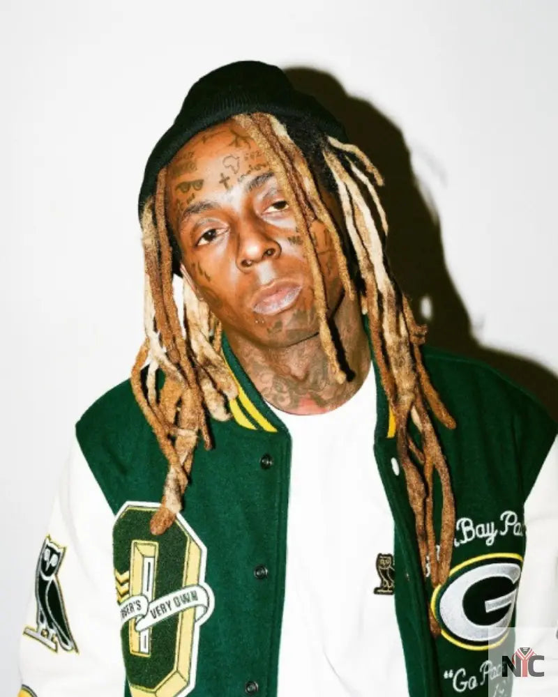 Lil Wayne for OVO x NFL Green Varsity Jacket NYC Jackets