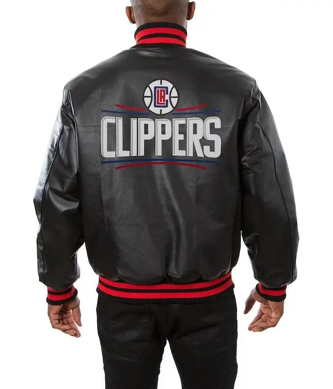 Los Angeles Clippers Black Leather Varsity Jacket NYC Jackets