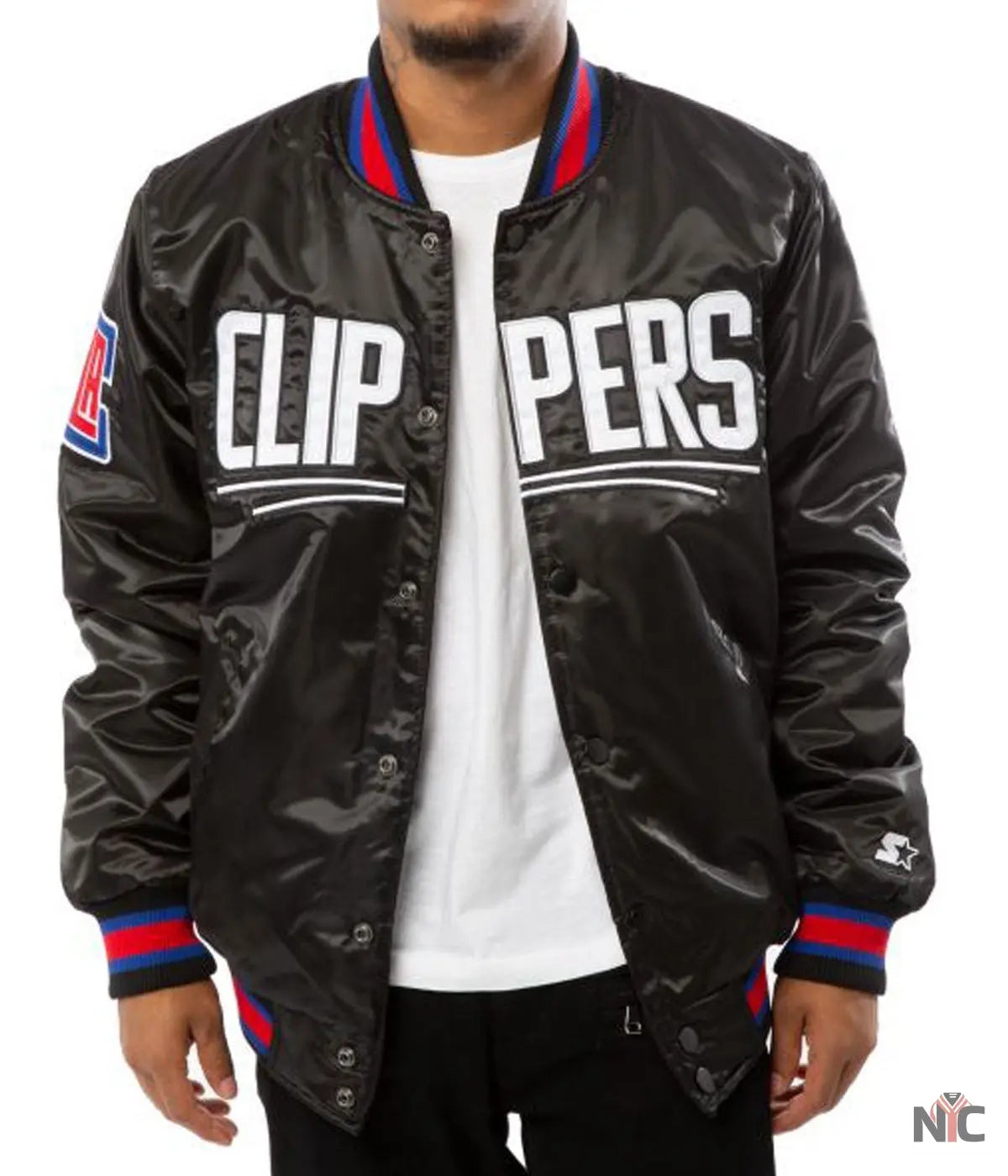 Los Angeles Clippers Black Satin Bomber Jacket NYC Jackets
