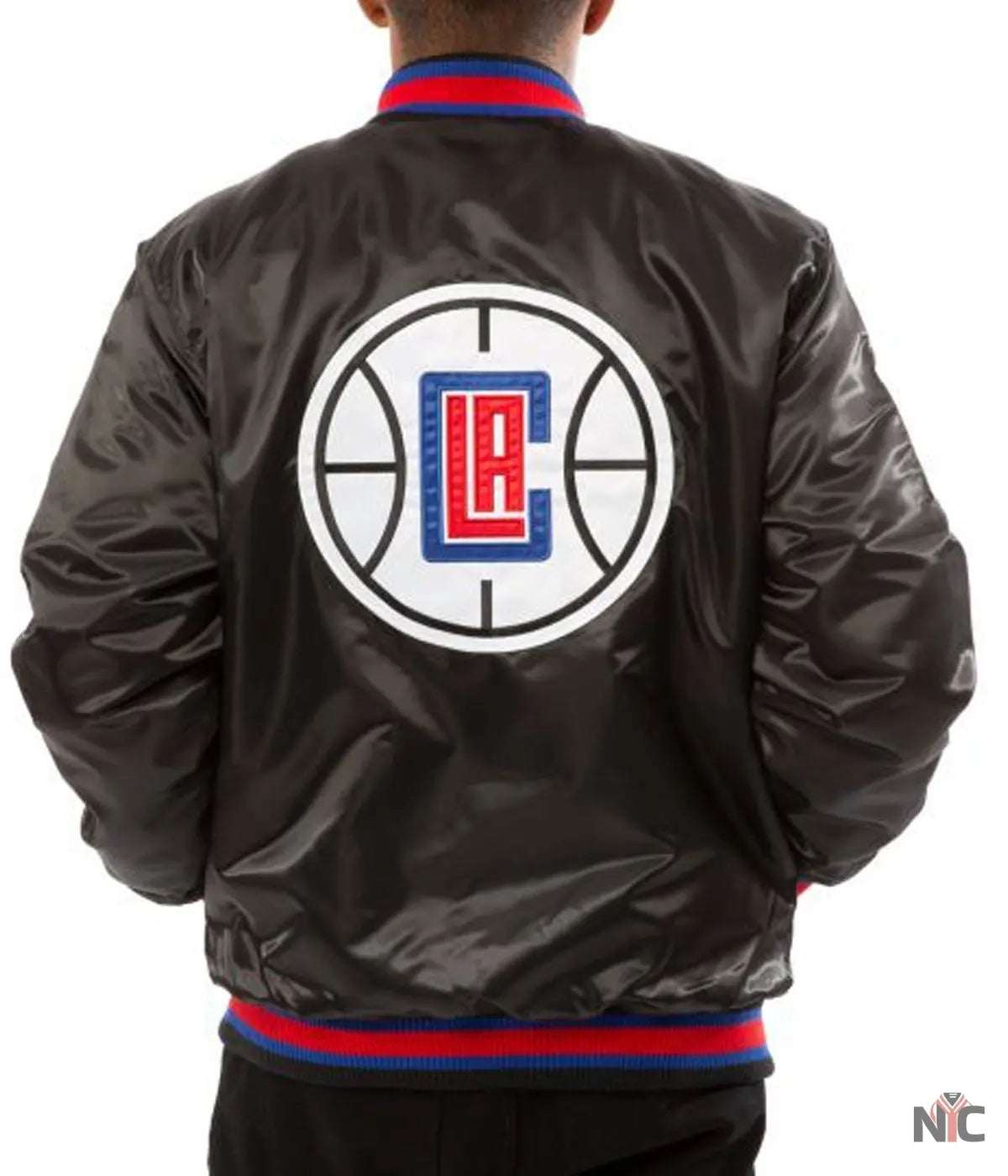 Los Angeles Clippers Black Satin Bomber Jacket NYC Jackets