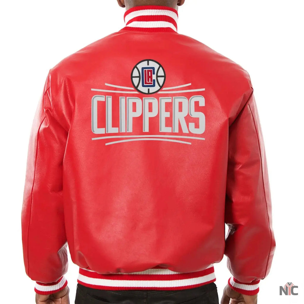 Los Angeles Clippers Red Leather Varsity Jacket NYC Jackets