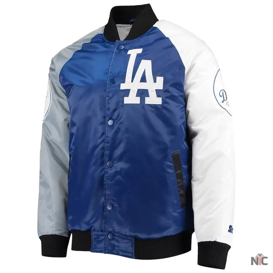 Los Angeles Dodgers Tri-color Satin Varsity Jacket NYC Jackets