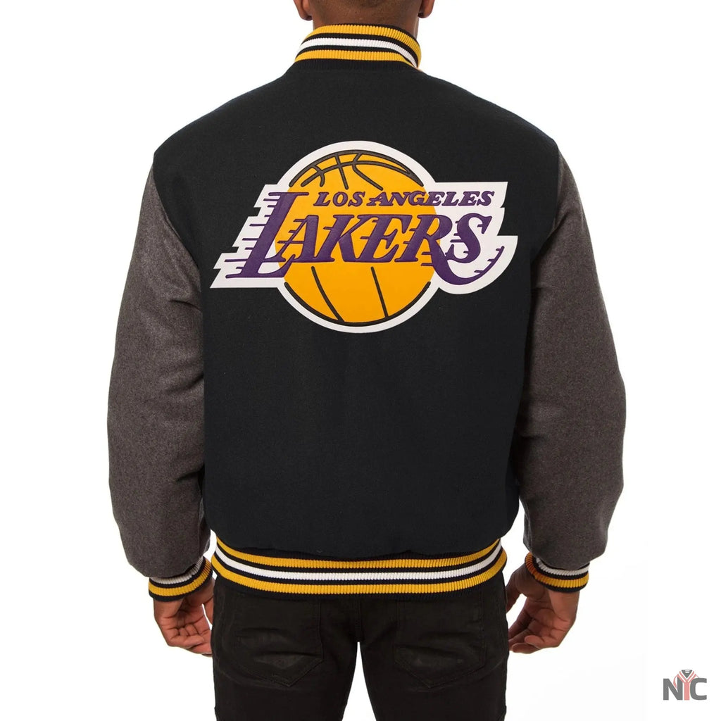Los Angeles Lakers Black & Grey Wool Varsity Jacket NYC Jackets