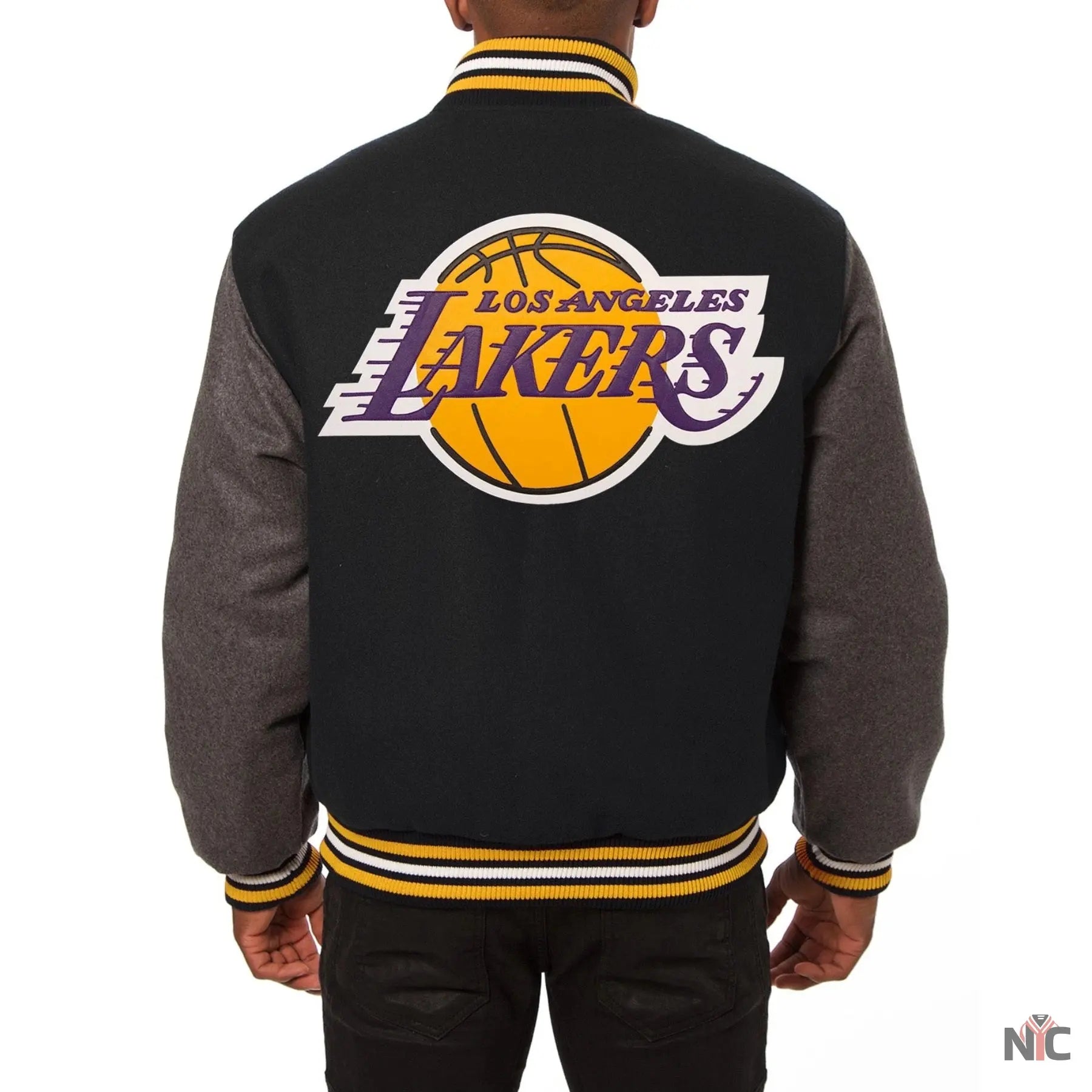 Los Angeles Lakers Black & Grey Wool Varsity Jacket NYC Jackets