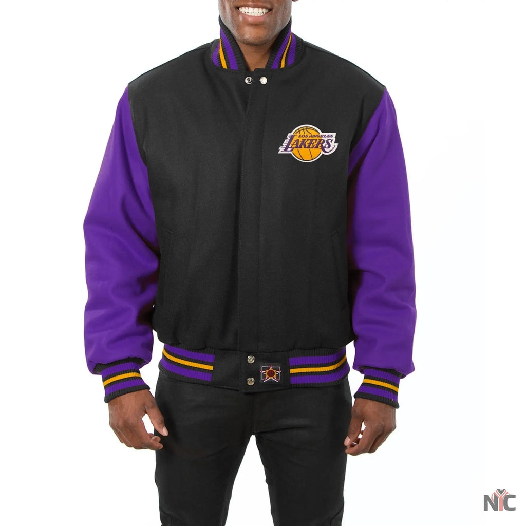 Los Angeles Lakers Black & Purple Wool Varsity Jacket NYC Jackets