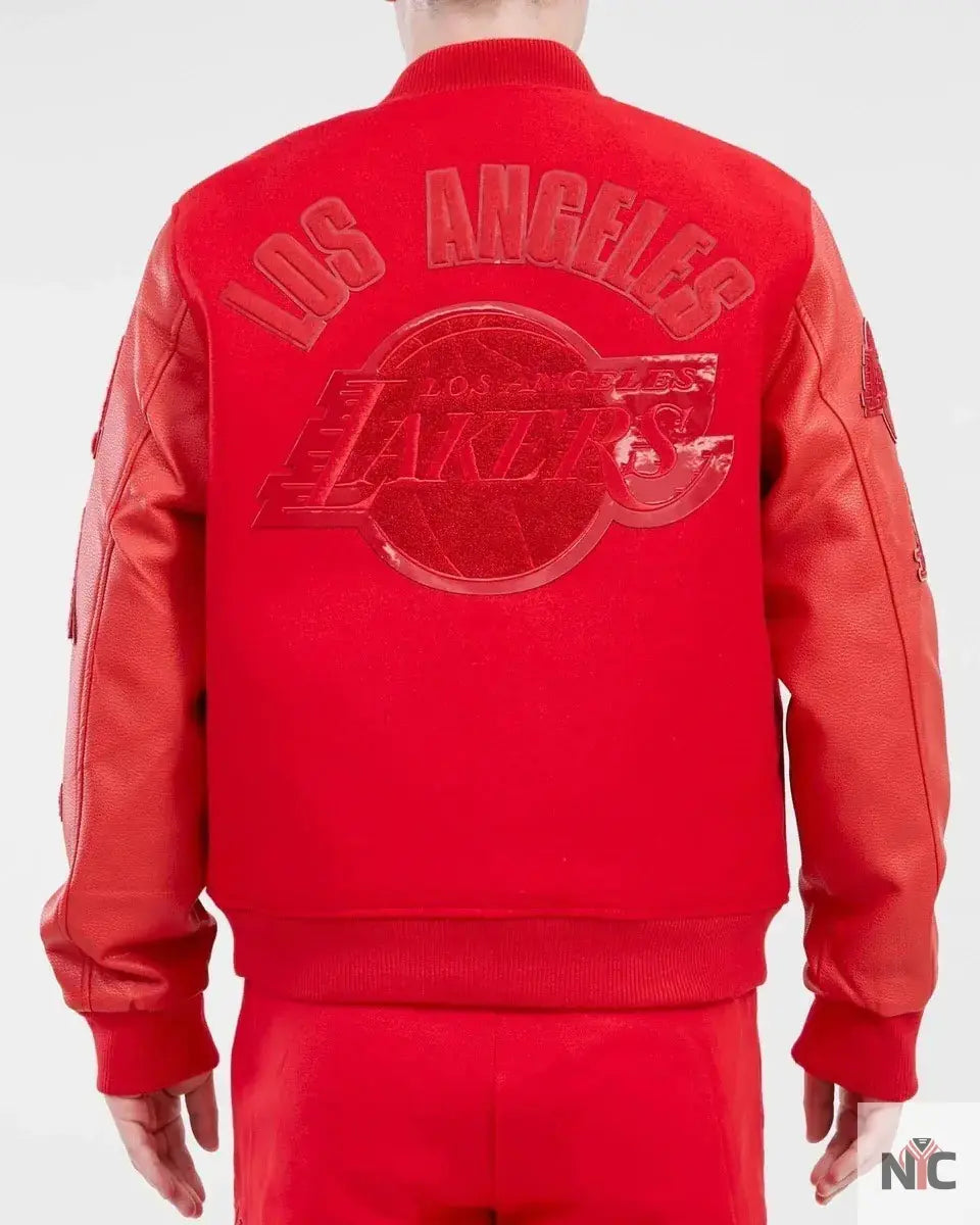 Los Angeles Lakers Classic Triple Red Varsity Jacket NYC Jackets