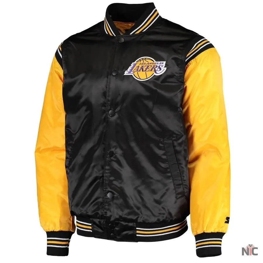 Los Angeles Lakers Enforcer Full-Snap Satin Varsity Jacket NYC Jackets