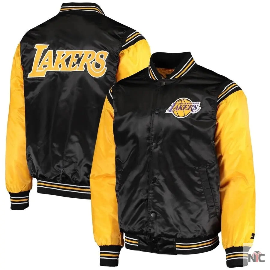 Los Angeles Lakers Enforcer Full-Snap Satin Varsity Jacket NYC Jackets