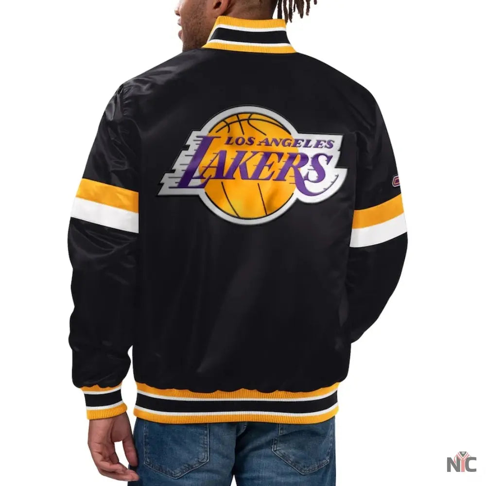 Los Angeles Lakers Home Game Black Satin Varsity Jacket NYC Jackets