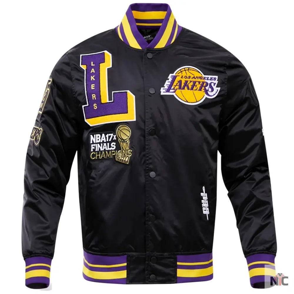 Los Angeles Lakers NBA Finals Champions Black Satin Jacket NYC Jackets