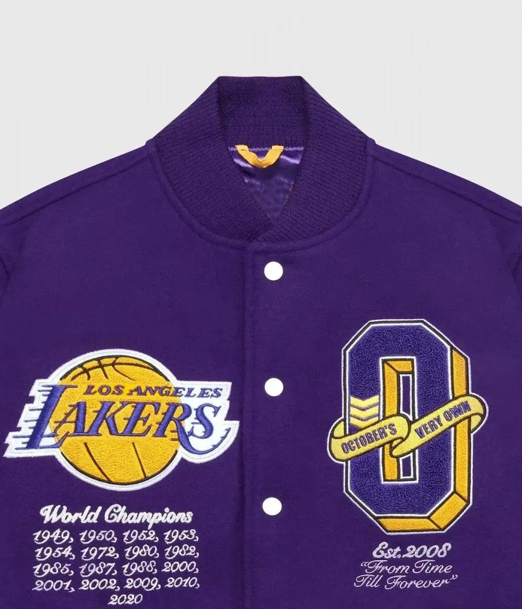Los Angeles Lakers OVO Purple Wool Varsity Jacket NYC Jackets