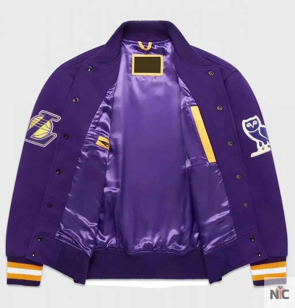 Los Angeles Lakers OVO Purple Wool Varsity Jacket NYC Jackets